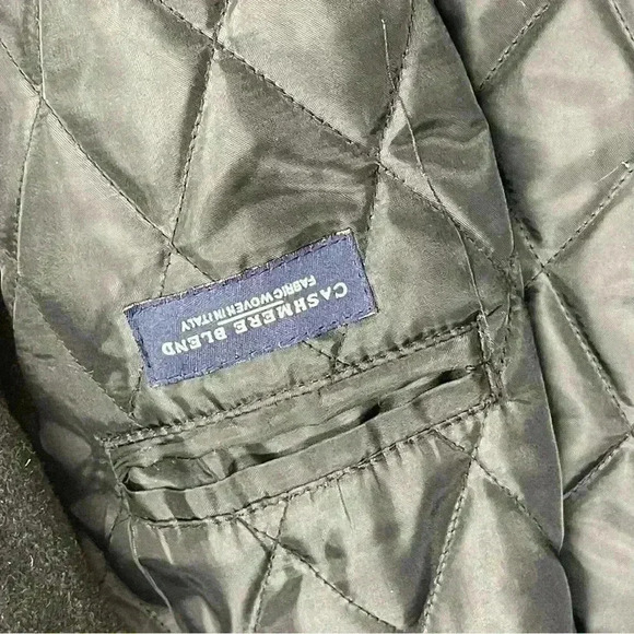 Chaps Ralph Lauren Overcoat Charcoal Cashmere Wool Blend Collared Lined Size 48R - Picture 11 of 12